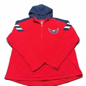 Washington Capitals Mens Logo Quarter-Zip Hoodie Size L